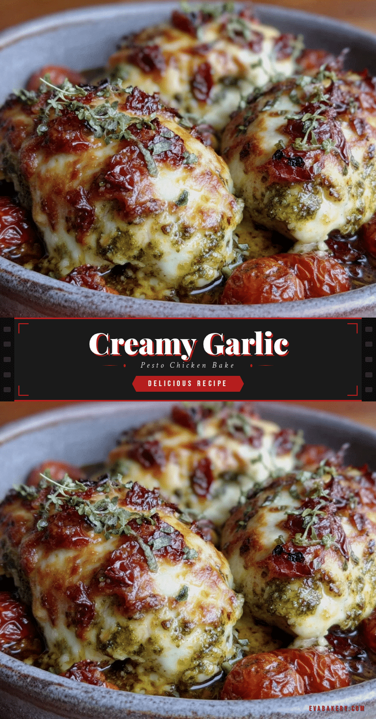 creamy garlic pesto chicken bake recipe