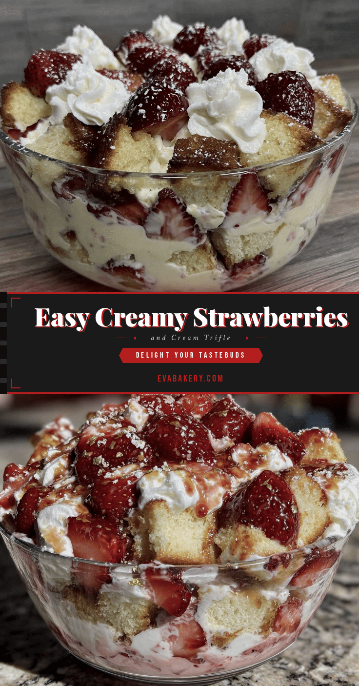 Easy Creamy Strawberries and Cream Trifle recipe