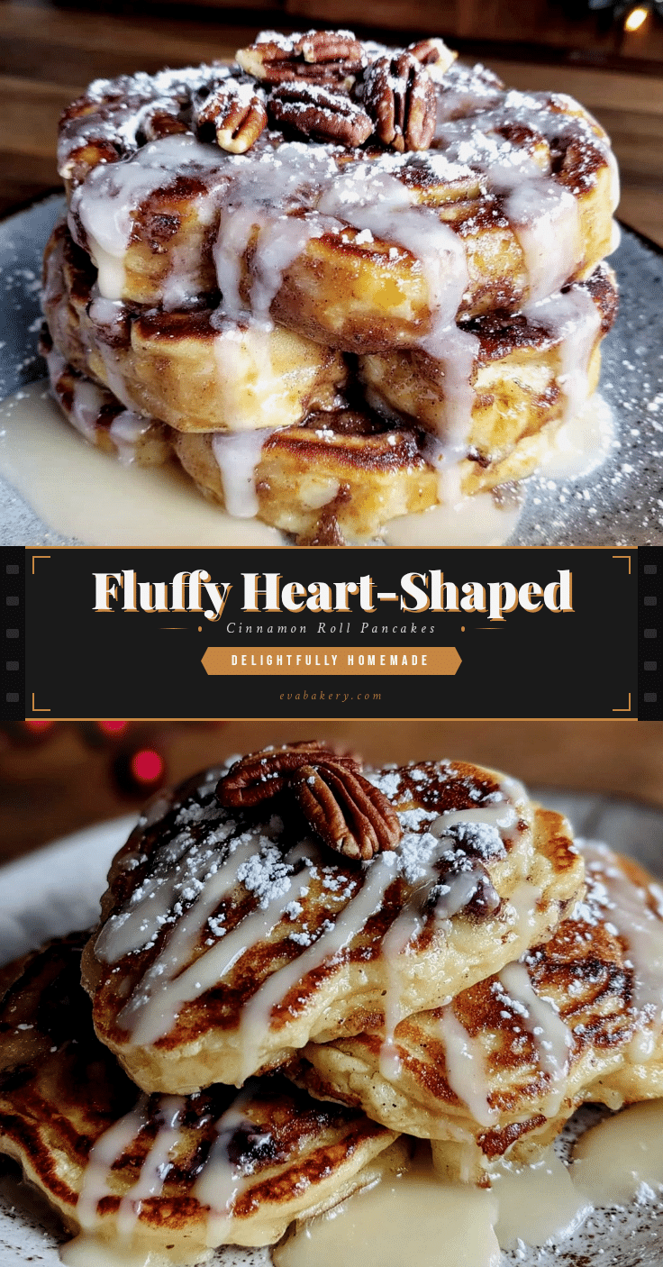 heart-shaped cinnamon roll pancakes recipe