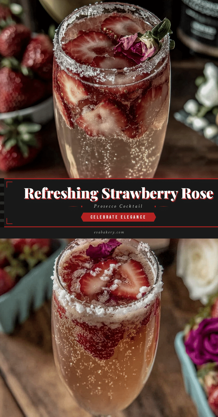 strawberry rose prosecco cocktail recipe