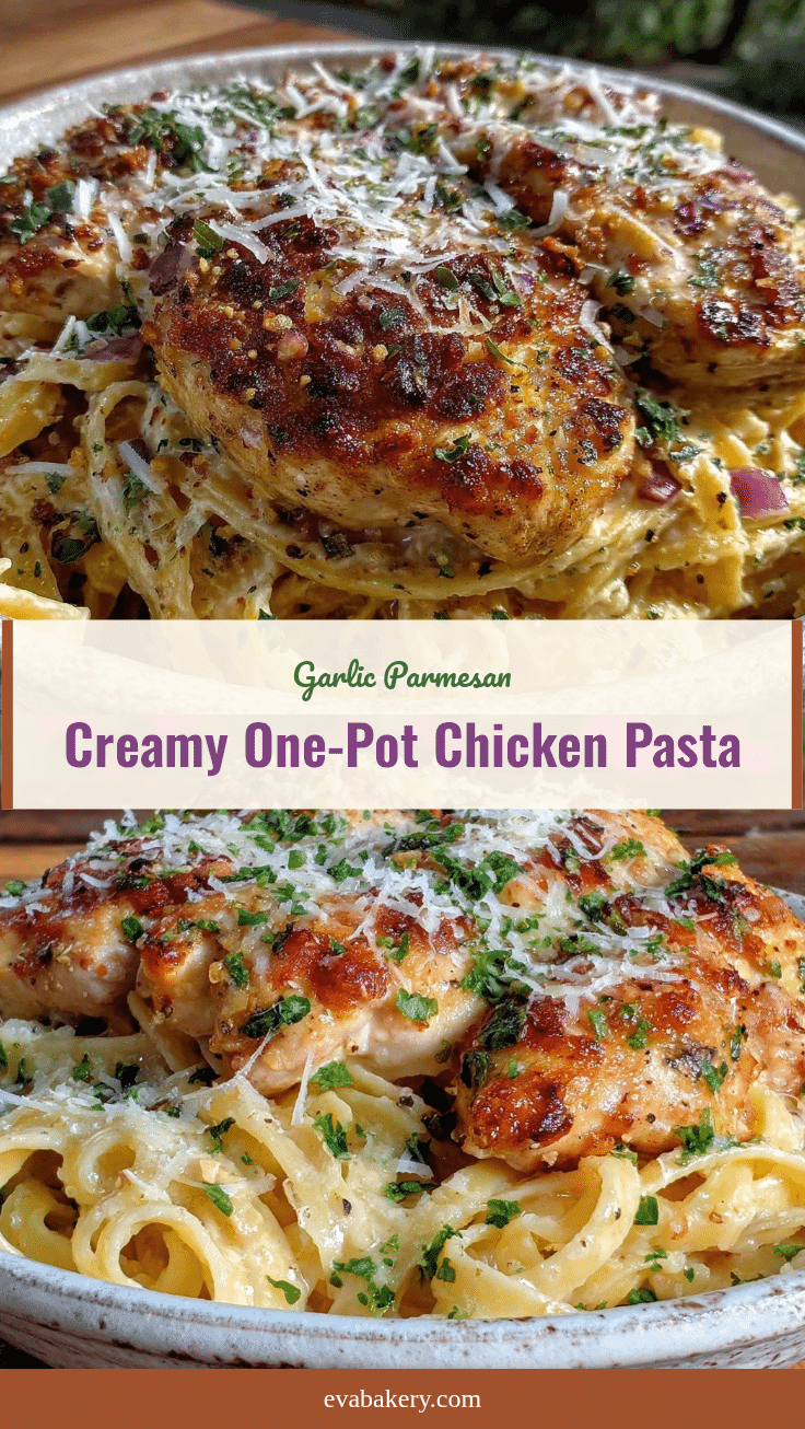 creamy one-pot garlic parmesan chicken pasta recipe