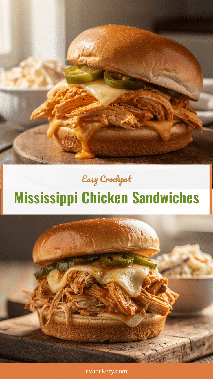 Crockpot Mississippi Chicken Sandwiches recipe