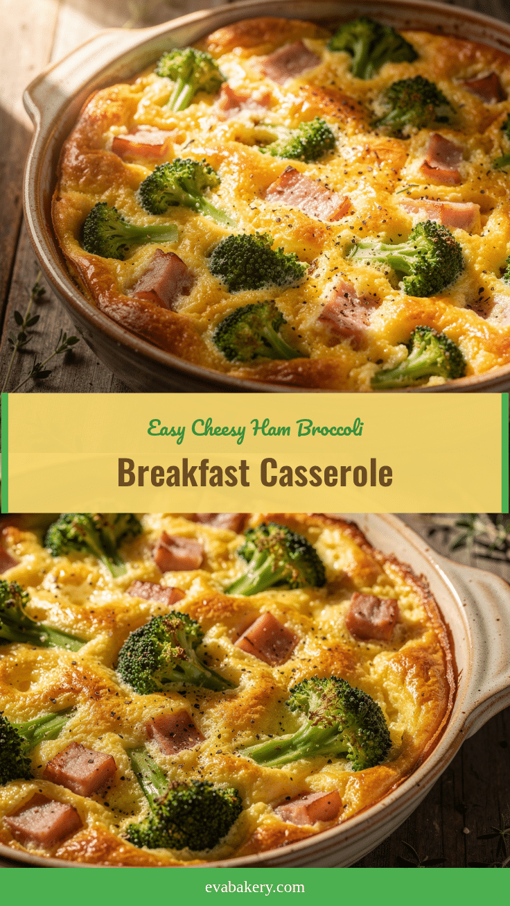 easy cheesy ham and broccoli breakfast casserole recipe