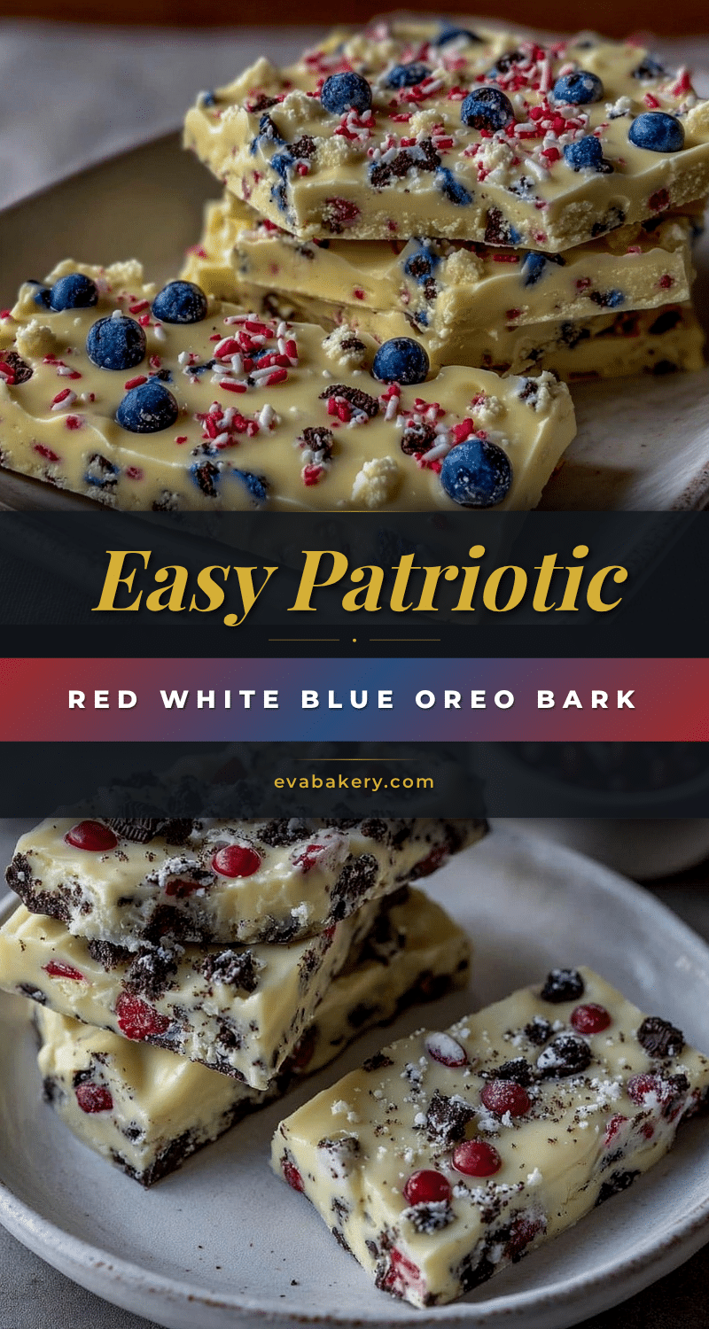 Patriotic Red White and Blue Oreo Bark recipe