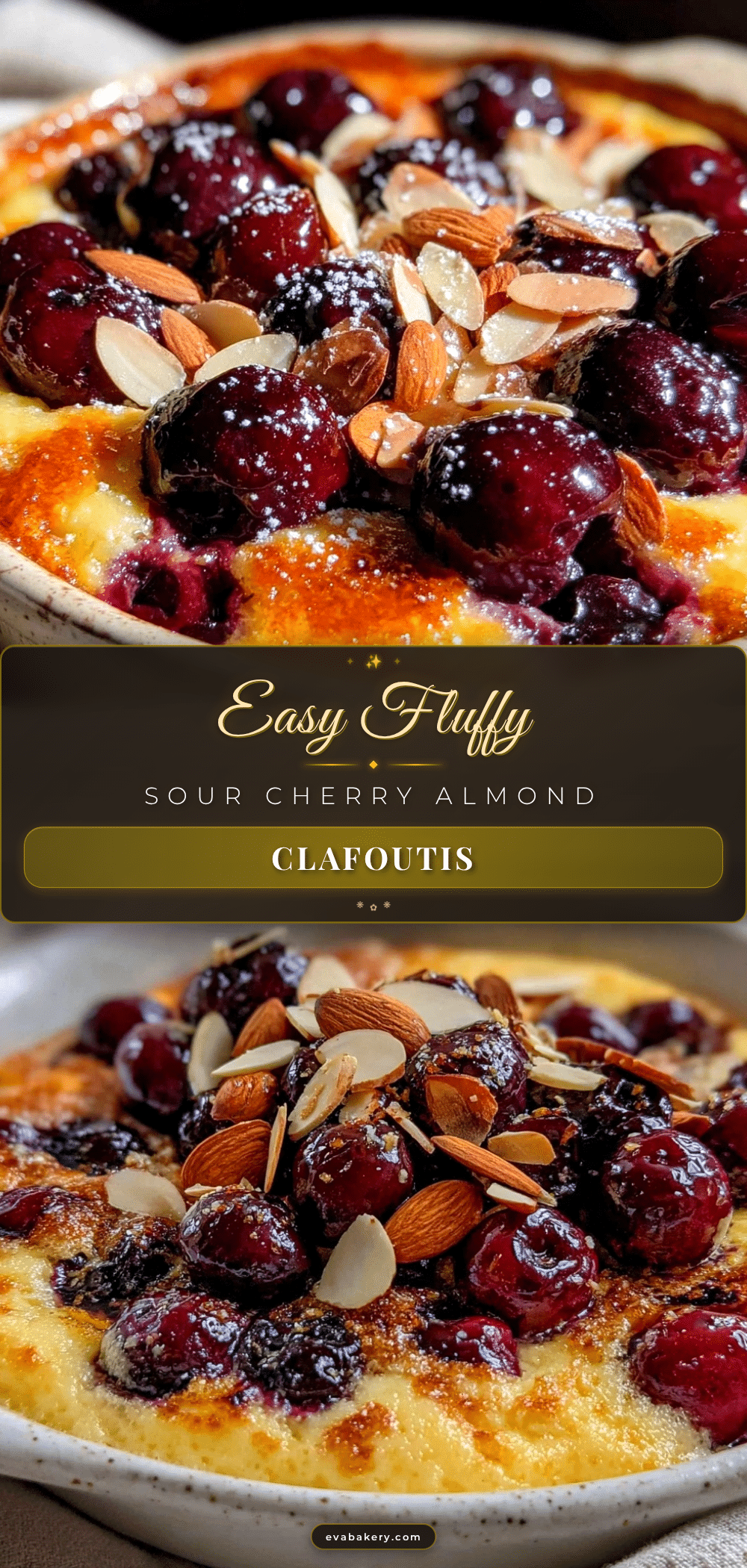 Fluffy Sour Cherry Almond Clafoutis recipe