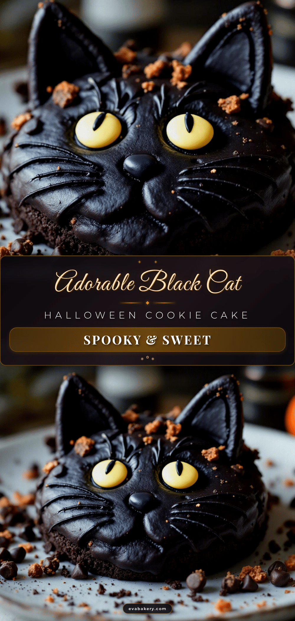Black cat Halloween cookie cake recipe