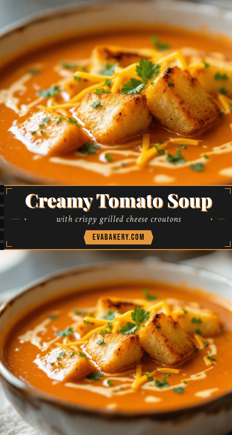 creamy tomato soup with crispy grilled cheese croutons recipe