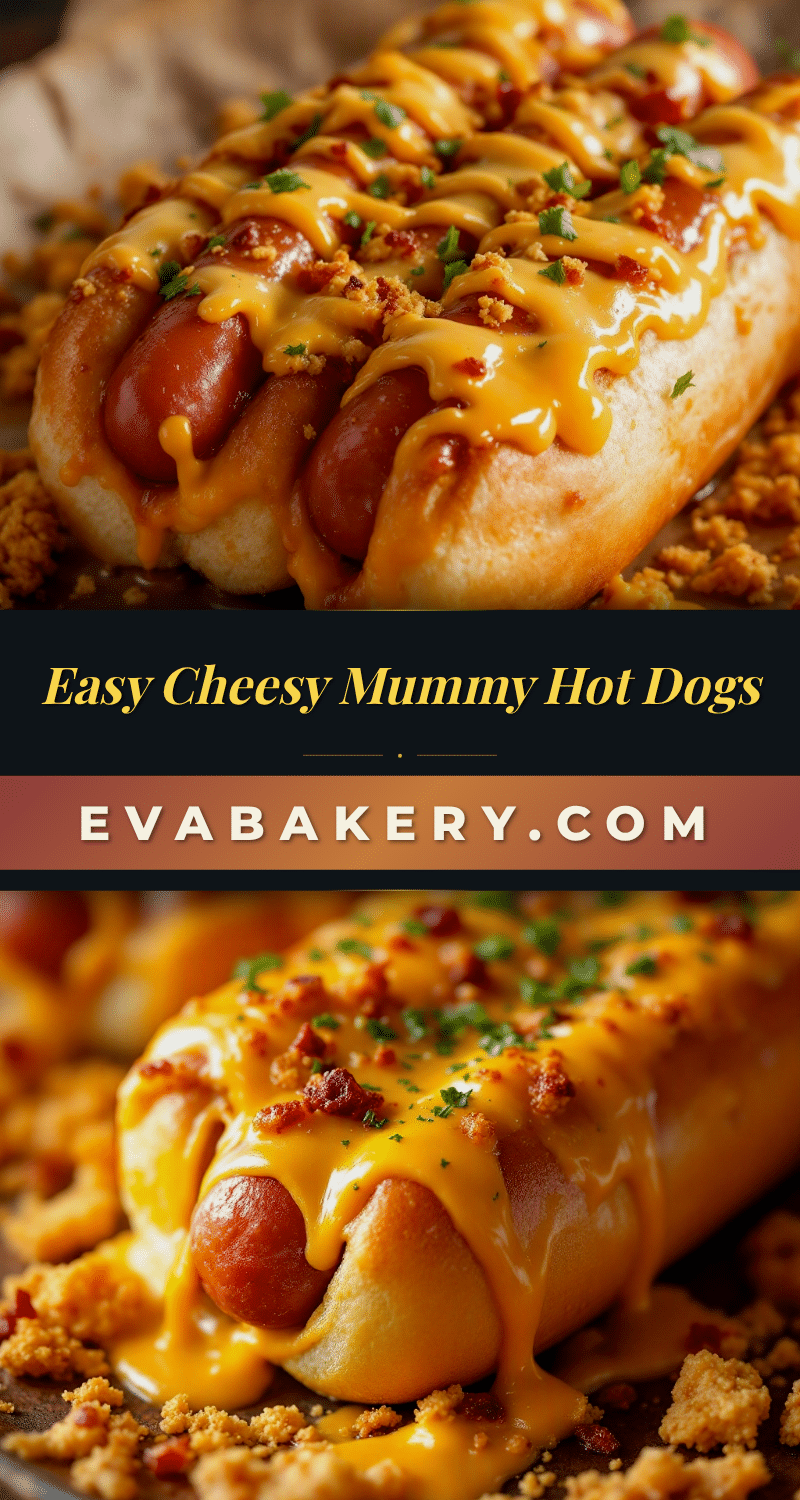 Easy Mummy Hot Dogs with Melted Cheese recipe