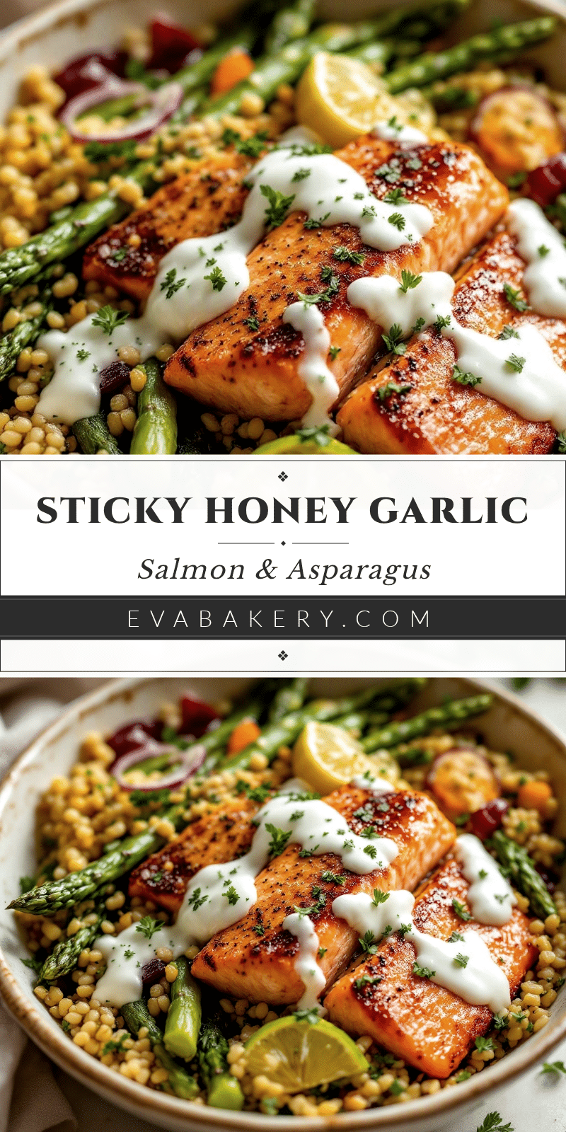 sticky honey garlic salmon with asparagus recipe